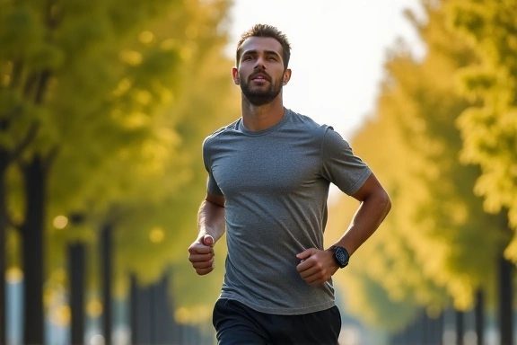 Aktywny mężczyzna biegający w parku