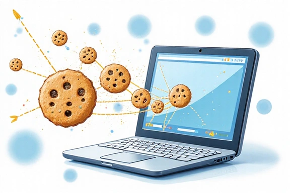 Ilustracja plików cookie na komputerze